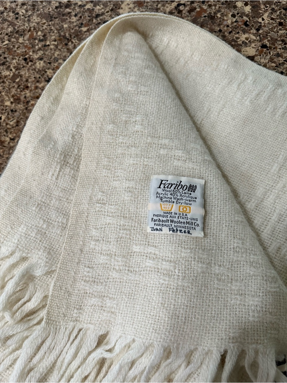 Faribault Faribo Cream Wool-Blend Throw Blanket